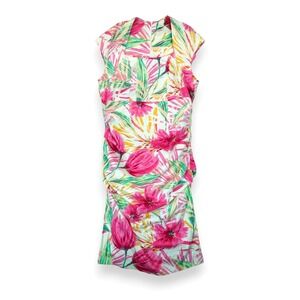 Signature By Sangria Dress Floral Asymmetrical Sheat Sleeveless Size 16